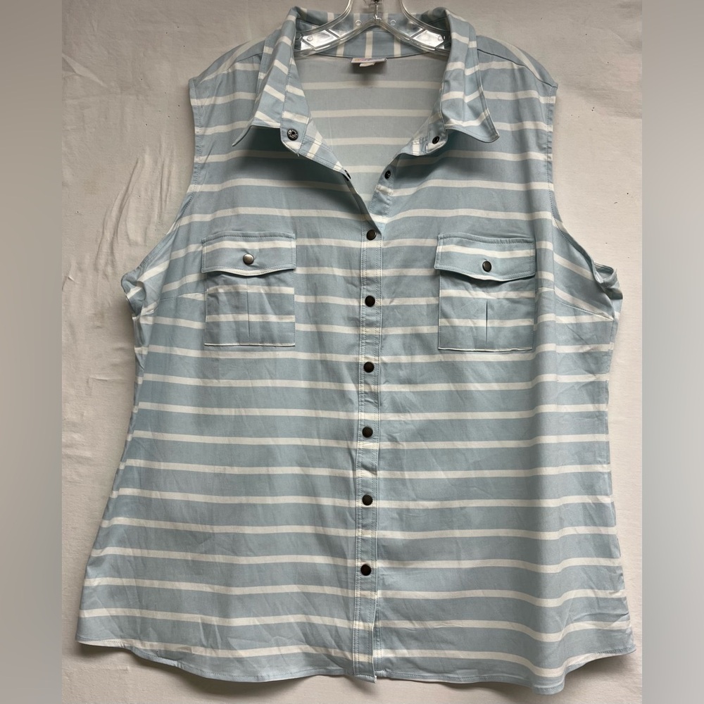 Nautical & Preppy LuLaRoe 3XL Sleeveless Button Down Stripe Classic Top